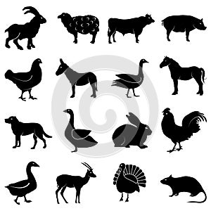 Farm animals icons set