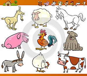 Farm animals set cartoon illustration