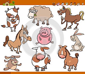 Farm animals set cartoon illustration