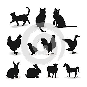 Farm animals set of contour sign