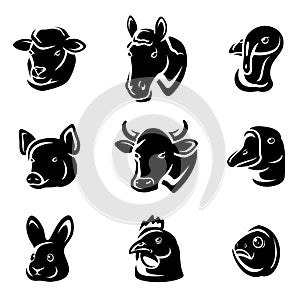 Farm animals set. Vector