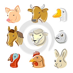 Farm animals set. Vector