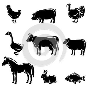 Farm animals set. Vector