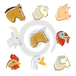 Farm animals set. Vector