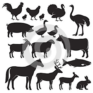 Los animales silueta iconos 