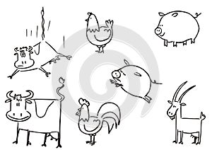 Farm animals simple clipart