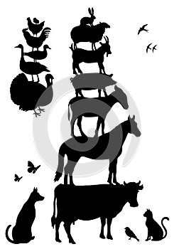 Farm animals, vector set