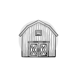 Farm barn hand drawn sketch icon.