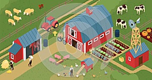 Farm Barnyard Isometric Composition