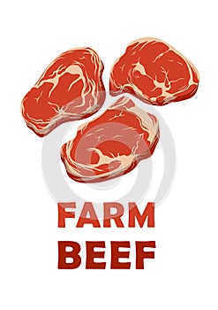 Farm beef advertizing poster template.