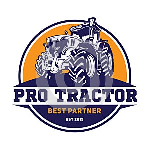 Farm Big Tractor vector illustration logo design