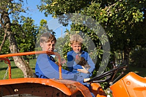 Farm Boys on tractor