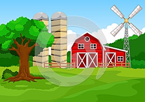 Farm building cartoon background