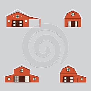 Farm building icons set.Vector flat style