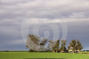 Farm buildings near Minnertsga in the Dutch province Friesland