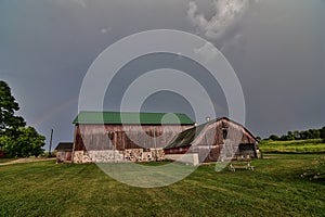 Farm buildings silo and Barn at Dorothy Carnes State natural area in WI photo