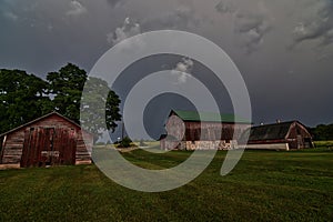 Farm buildings silo and Barn at Dorothy Carnes State natural area in WI photo