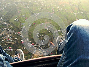 Farm/City view from Paragliding, an adventure sport