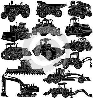 Farm and construction machines and vehicles