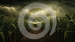 farm corn field in storm photo