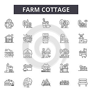 Farm cottage line icons, signs, vector set, outline illustration concept