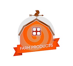 Farm Cottage Vector Illustration with Caption