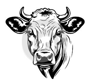 Farm Cow animal sketch hand drawn Vector illustration Cartoon image