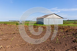 Farm crops plane airstrip hangar