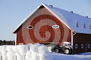 Farm, ensilage and tractor