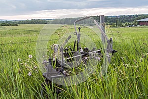 Farm equipment in a field