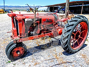 Farm equipment Tractor hitch ups on farmscape photo
