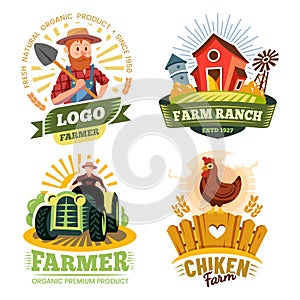 Farm and farmer labels, organic food bio products