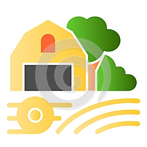 Farm on field flat icon. Garden color icons in trendy flat style. Farming gradient style design, designed for web and