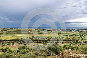 Farm fields in Agrigento, Sicily, Italy