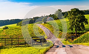 Farm fields along a country road in rural York County, Pennsylvania.