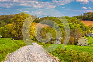 Farm fields along a dirt road in rural York County, Pennsylvania