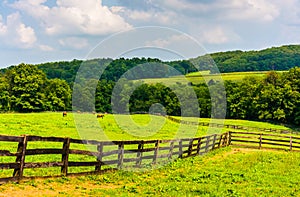 Farm fields and rolling hills in rural York County, Pennsylvania