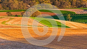 Farm fields and rolling hills of Southern York County, Pennsylvania.