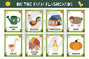 On the farm flashcards collection. Flash cards bundle for practicing reading skills