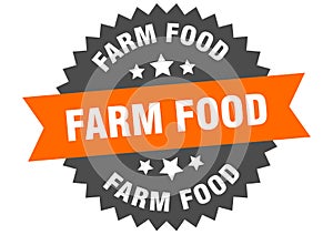 farm food sign. farm food round isolated ribbon label.