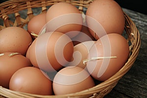 Farm Fresh Brown Eggs in Basket with Straw, Gathering Rustic Farmhouse Countryside Vintage Homestead