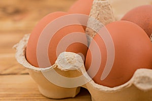 Farm-Fresh Brown Eggs in a Paper Carton