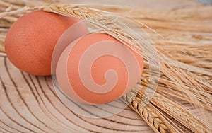 Farm-Fresh Brown Eggs on wooden background