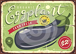 Farm fresh eggplants retro sign