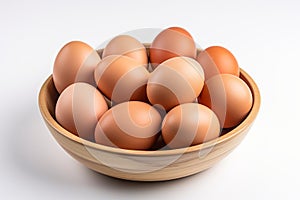Farm-fresh organic brown chicken eggs on white plate