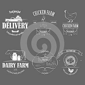 Farm Fresh Products Badge Set.