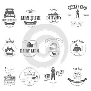 Farm Fresh Products Badge Set.