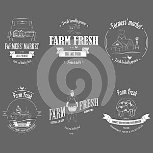 Farm Fresh Products Badge Set.