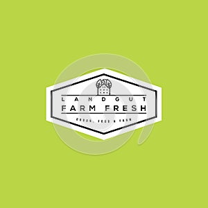 Farm fresh vector logo. Bio food label design