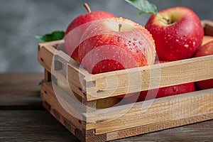 Farm freshness Wooden box with apple and open creative possibilities